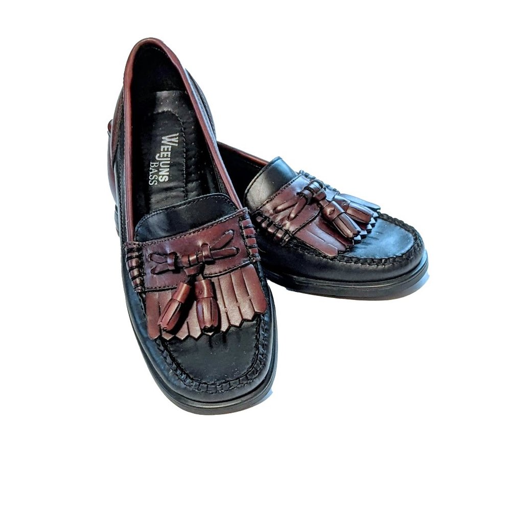 D.H Bass Weejuns Women’s Setta Tassle Loafers TwoTone Black & Brown size 5 M